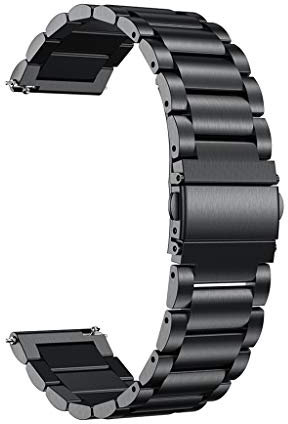 18mm Armbänder Kompatibel mit Withings Steel HR 36mm Armband Edelstahl Ersatzarmband Metall Uhrenarmband Business Bands (Schwarz)