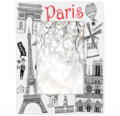 Bilderrahmen mit französischem Paris-Thema, 10,2 x 15,2 cm, passend für 10,2 x 15,2 cm Fotos, Paris, Holz-Fo