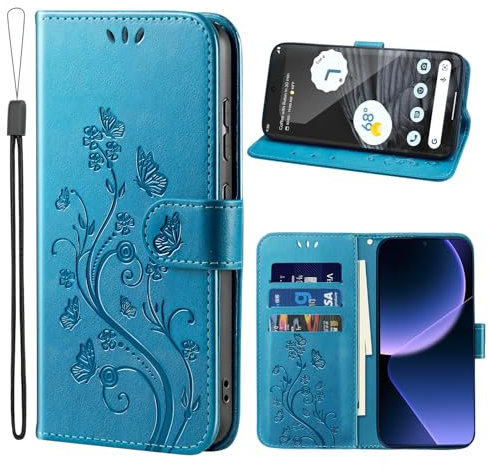 Ciciber Ttusy Handyhülle für Google Pixel 7 Pro Hülle Premium PU Leder, Klappbar Schutzhülle Flip Wallet Case stoßfest Tasche mit Kartenfach Klapphülle Motiv, Blau
