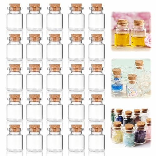 25 Stück Mini Glasflaschen mit Korken, Mini Flasche mit Korken Kleine Glasflasche, 4ml Reagenzglas mit Korken, Kleine Flaschen zum Befüllen Luftdichte Flaschen mit Korken DIY Crafts Deko Weihnachten