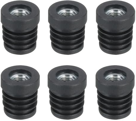 QUARKZMAN 6pz Inserti per Tubi Tondi con Filettatura M8, per Tubi Rotondi 19mm/0,75 OD Tappo Rotondo Plastica Nera con Inserto per Rotelle Tappi Sedie Gambe Mobili