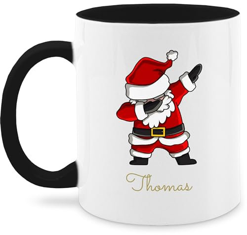 Tasse Tassen 325ml - Weihnachten Weihnachtstasse - Dab Dabbing Weihnachtsmann mit Name I Weihnachtsmotiv - 325 ml - Schwarz - weihnachtstassen christmas mug personalisierte weihnachtsmotiven