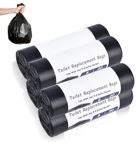 SPORWAY 100 Stück Toilettenbeutel, 30L Campingtoilette Beutel Biologisch Abbaubare Toilettenbeutel, Wasserdichte Trenntoilette Zubehör für Biomülleime, Mobile Toiletten, Wandern, Reisen