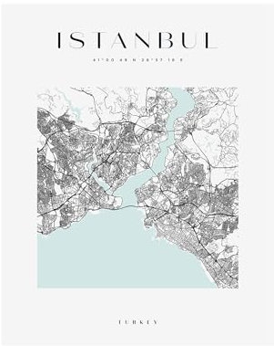 GP TONER Bilder Istanbul Poster Geometrische Stil Wanddekoration Moderne Wandkunst Poster Design 50x70 cm ohne Rahmen