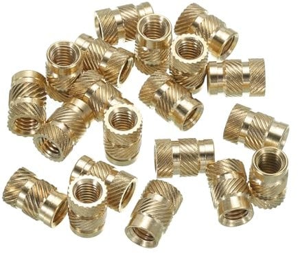 sourcing map M6 Threaded Inserts, 20 Pcs Metric Knurled Nuts Brass Heat-Set Inserts for Plastic, 3D Printing Components