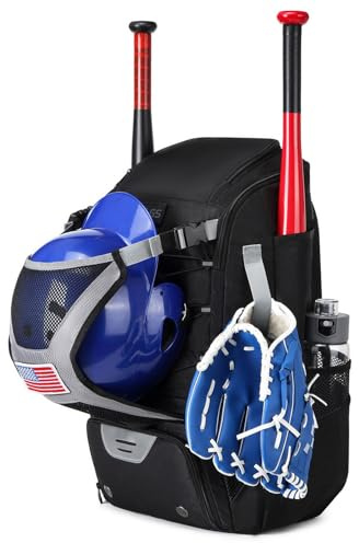 Bat Bags Baseball – Jugend-Baseball-Rucksack – leichte Softball-Schlägertasche für Jungen, Erwachsene, mit Zaunhaken für TBallschläger, Schlaghandschuhe, Helme, Mützen, Teeball-Ausrüstung