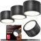 YindaLux 4x LED Aufbauspot Schwarz Matt Aufbaustrahler inkl. 6W 660LM Neutralweiß Aufputz 230V GX53 LED als Aufbauleuchte, Deckenspots, Spots Deckenleuchte, Deckenstrahler Aluminium Rund Ø95x55mm