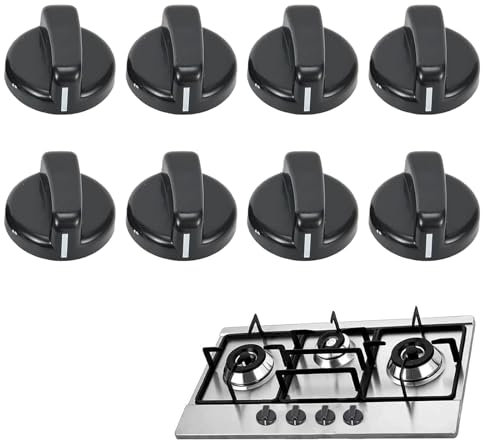 Perilla de Estufa de Gas, Botón del Horno de Cocina, Perillas de Control, 8mm Mandos Cocina Gas, Perilla de Control de Cocina de Gas de Plástico, para Mayoría las Horno, Estufa de Gas, 8 Piezas, Negro