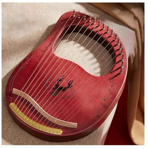 Anfänger harfe 16 Saiten Lyra Harfe Mahagoni Holz Harfe Klavier Saiten Musikinstrument Mit Stimmschlüssel Ersatz Saiten(16 red)