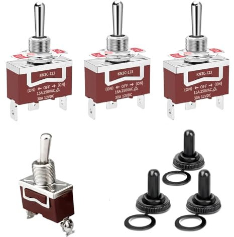 3pcs Momentanen Kippschalter Hochleistungs 20A 125V DPDT 3 Position 6 Terminal(EIN) / AUS / (EIN)Wippschalter + 3pcs wasserdichte Kappe