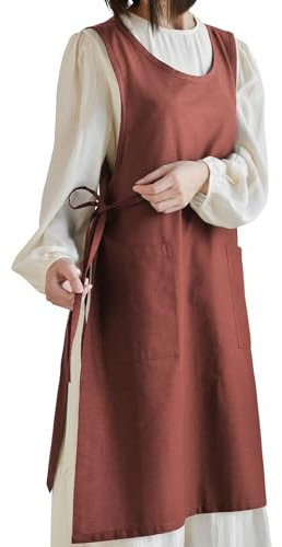 Nanxson Damen Bauwolle Schürze Kochschürze Gedruckte Küchenschürze mit 2 Taschen für Garten Baken Malerei