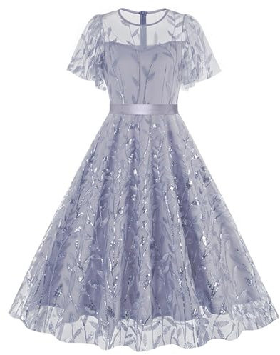2024 Femme Robe de Soirée Chic Jointif avec Ceinture Vintage rétro année 50s pin-up Rockabilly Swing à Fleurs Vintage Rétro 1950's Audrey Hepburn Robes de Mariage Fête Demoiselle d'honneur Bal