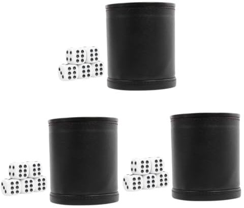 Alasum 3sätze Pu Würfelbecher Mit PVC Würfeln Leise Und Für Bar Brettspiele Und Camping Für Erwachsene Und Schwarz