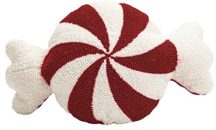 Pfefferminz-Bonbon-Kissen – Dekoratives Rotes Süßes Dekokissen, Weihnachtsdekor-Kissen, Festliches Zuckerstangen-Design-Kissen, Gemütliches Plüsch-Pfefferminzkissen Für Die Heimdekoration, Weihnachts