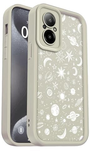 PanXCase Coque pour Realme C67 4G - Étui Silicone Souple Fine Légère Elegant Désign, Protection Caméra Antichoc Anti-Rayures Mince Housse (White,Planets)