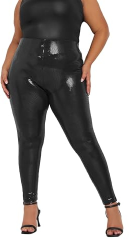 Yours Curve Sequin Leggings - Women's - Plus Size Curve