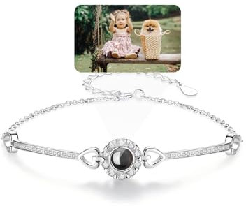 AVINVAN 925 Sterling Silver Personalised Bracelet for Women - Photo Bracelet with Custom Engraving -Memory Gift(sunflower01)