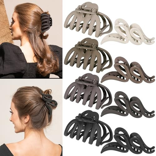 Huiguli 8 Piezas Pinzas Pelo Grandes, 13cm Mate Pinza de Pelo con Ondas y Calabaza, Antideslizante Accesorios Pelo para Mujeres Niñas Largo Grueso Fino Pelo