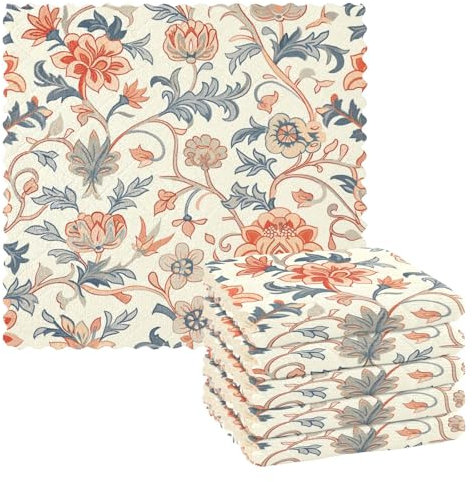 EtherSpher William Morris Serviettes en microfibre - Torchons de cuisine en coton absorbants - Design décoratif français (mot long) - 28 x 28 cm