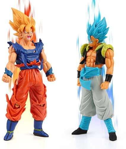 2 Stücke Go-ku Figuren 18cm Go-ku Anime Figur Statue, Super Saiyajin Actionfiguren, Super Blue Go-ku Anime-Spielzeugfigur Sammlerstück-Figur, Desktop Dekorationen für Kinder Geburtstag Geschenk