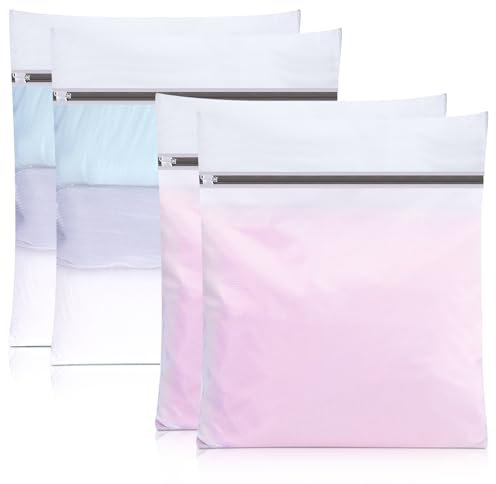 Dntorx 4 Stück Wäschenetz für Waschmaschine, 30 x 40 cm Wäschesack Waschmaschine Wäschebeutel Laundry Bag mit Reißverschluss für Hemden Unterwäsche Babykleidung