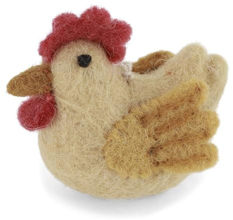 Én Gry & Sif Kleiner gelber Hahn - handgefilzt - Anhänger aus Filz, Ostern-Deko - 1 Stück … B (gelber Hahn)