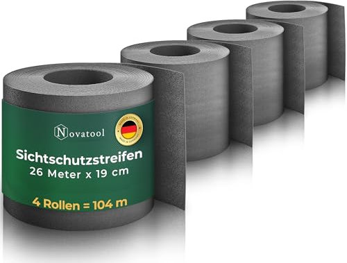 Novatool Premium PP 104m Rolle Sichtschutzstreifen für Doppelstabmattenzaun Anthrazit für 40 Reihen, 1,1 mm extra stabil UV-Beständigkeit Metallzaun Sichtschutzstreifen Zaunelemente Sichtschutz Zaun