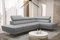 Ecksofa Emporio MINI 300x180 cm aus Echtleder – modernes Ledersofa mit verstellbaren Kopfstützen, silbernen Füßen – Eckcouch Links oder rechts wählbar – Premium Design Sofa (Hellgrau, Rechts)