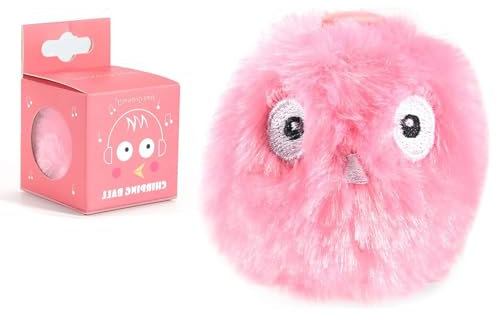 Balle Interactive pour Chat avec Son, Jouet en Peluche Rechargeable à l'herbe à Chat, Jouet Interactif d'Intérieur pour Stimuler et Faire Jouer Les Chats - Rose