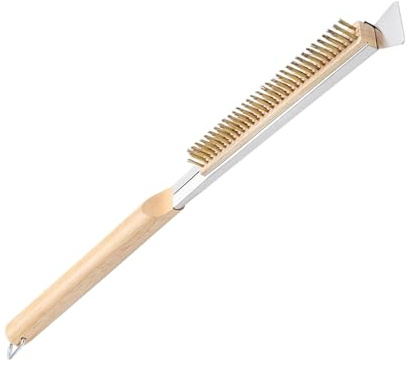 Pizzaofen Bürste & Scraper Set, Holzgriff Ofenbürste, Outdoor Pizzaofen Zubehör, Pizzastein Bürste Set, Grill Reinigungsbürste für Außen- und Innenöfen