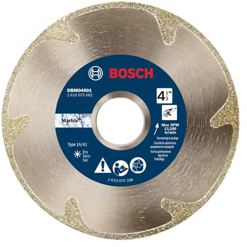 BOSCH DBM04501 Premium Plus Diamantscheibe mit durchgehendem Rand, saubere Schnitte, längere Lebensdauer, Marmor, Standard-Winkelschleifer