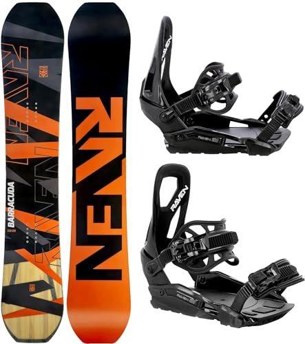 Raven Snowboard Set: Snowboard Barracuda Carbon Orange + Bindung s230 (150cm + Bindung s230 Black M/L)