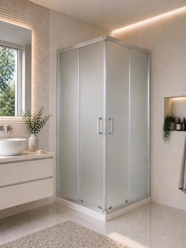 Megistore | Box doccia 6MM Opaco h190 reversibile profili e maniglie in alluminio, doppie rotelle (80x80)