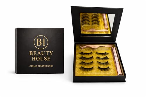 Beauty House Ciglia Magnetiche con Eyeliner Magnetico Kit 5 Paia