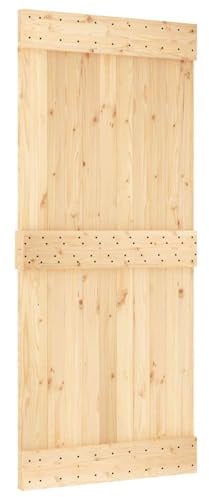 Mokuyary Porta NARVIK Naturale 90 x 210 cm Legno di pino massello Porta interna per soggiorno, camera da letto, cucina, bagno -B