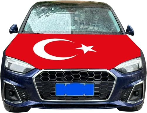 Türkei Flagge Auto Set,Motorhaube Flagge, 2 Autofahnen Fenster & 2 AußEnspiegelfahnen, FußBall Fanartikel Fzg FüR Em & Wm, Motorhaube Flagge Türkei Deko (Team Türkei, 125 * 150cm)