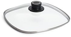 Woll Sicherheitsglasdeckel, viereckig, 26 x 26 cm, Deckelknopf mit permanenter Entlüftung, Edelstahleinfassung, transparent, backofenfest bis 250°