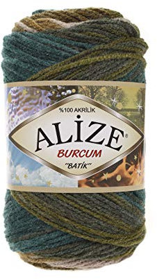 Alize Burcum Batik 5 x 100 Gramm Wolle Mehrfarbig mit Farbverlauf, 500 Gramm Strickwolle 4684