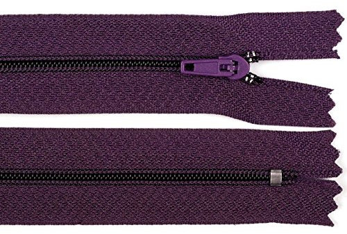 Schnoschi 2 Stück 18 cm Langer Spiralreißverschluss, Nicht teilbar, aubergine, 3mm Laufschiene Reißverschluss