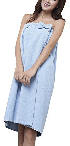 ZiXing Sauna Kilt for Women, Kuschelweicher Sarong Kilt mit Klett und Spa Hair Handtuch Wrap Blau OneSize