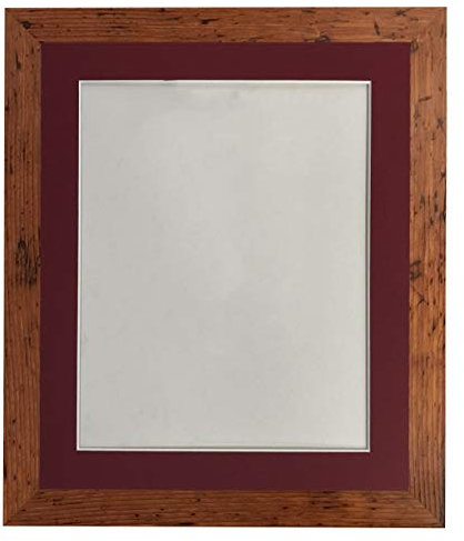 FRAMES BY POST Cadre photo et poster H7 en bois vintage avec passe-partout rouge 60 x 80 cm Taille de l'image 50 x 70 cm Verre plastique