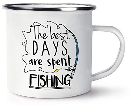 The Best Days are Spent Fishing Retro Enamel Mug Cup