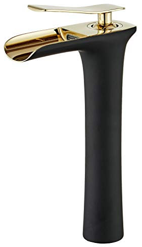 Leekayer cascata rubinetto altezza corpo singola maniglia Lavatory rubinetto per lavabo per bagno oro cromato lucido/nero pittura 1 hole Mount caldo e freddo Vanità miscelatore bronzo