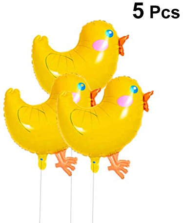 Toyvian HüBsche Gelbe KüKen Folienballons: 5 StüCk Küken Balloons Walking Folienballons für Geburtstagsfeiern Hochzeiten und Feste Party Baby Shower Dekoration