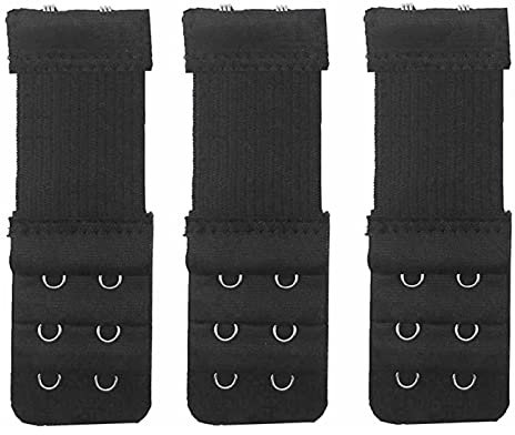 Yesmin Pack of 3 Bra Strap Extenders Extensions Elastic Extender Set 2 Hooks (Black)