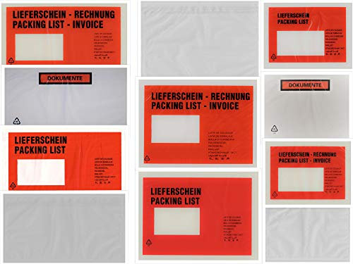 Lieferscheintaschen Begleitpapiertaschen Dokumententaschen C5, Dokumente, 10 Stück