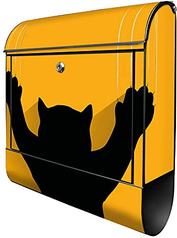 banjado® Design Briefkasten mit WT Scratch 38,5x46,5x13cm & 2 Schlüssel - Briefkasten Stahl schwarz mit Zeitungsfach pulverbeschichtet - Postkasten A4 Einwurf inkl. Montagematerial