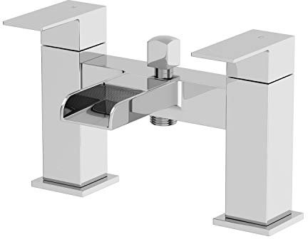Architeckt® Dakota Bathroom Waterfall Bath Shower Mixer Tap No Attachments Square Twin Lever Handle for Bathtub Modern, Chrome