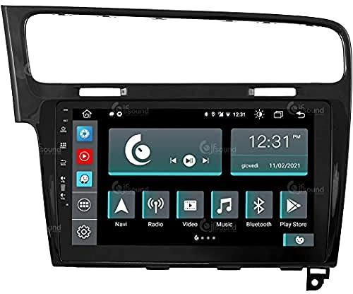 Autoradio Custom Fit per Volkswagen Golf 7 Nero Android GPS Bluetooth WiFi Dab USB Full HD Touchscreen Display 10 processore 8core e comandi vocali