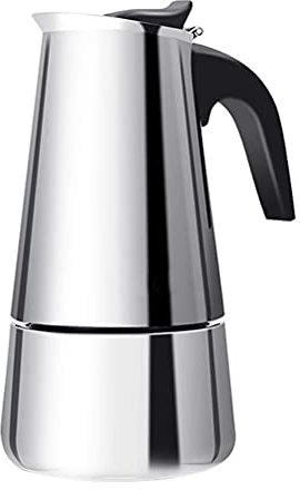 MSLing Caffettiera moka in acciaio inossidabile, caffettiera espresso con piano cottura, caffettiera moka da 4 tazze, caffettiera classica, acciaio inossidabile, adatta per fornelli a induzione